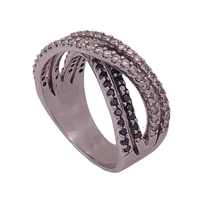 Anel Ouro Branco E Diamantes Anel Ouro Branco E Diamantes