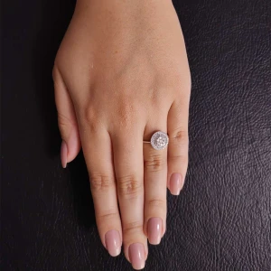 Anel Ouro Branco E Diamantes