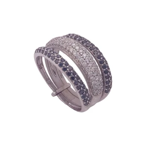 Anel Ouro Branco E Diamantes