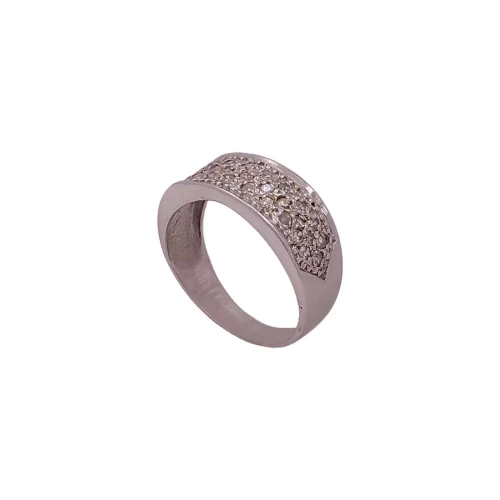 Anel Ouro Branco E Diamantes