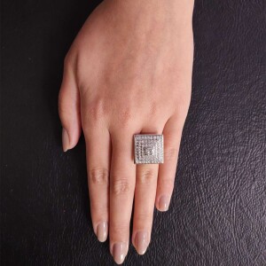 Anel Ouro Branco E Diamantes