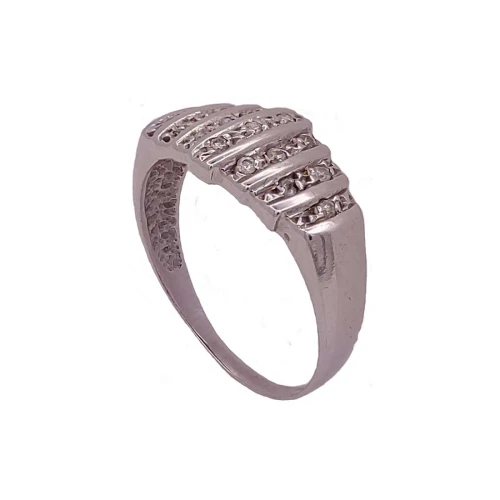 Anel Ouro Branco E Diamantes