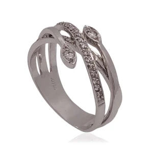 Anel Ouro Branco E Diamantes