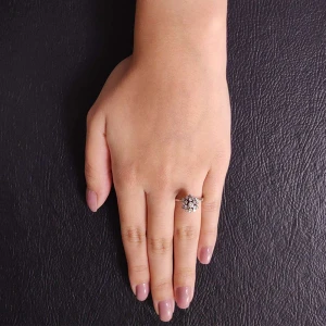 Anel Ouro Branco E Diamantes