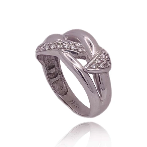 Anel Ouro Branco E Diamantes