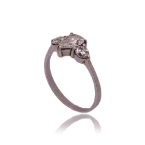 Anel Ouro Branco E Diamantes