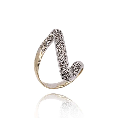 Anel Ouro Branco E Diamantes