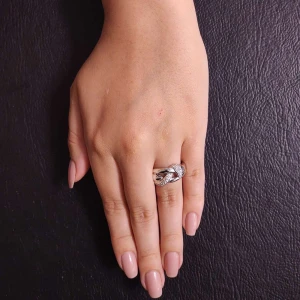 Anel Ouro Branco E Diamantes