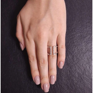 Anel Ouro Branco E Diamantes