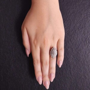 Anel Ouro Branco E Diamantes