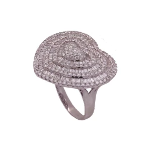 Anel Ouro Branco E Diamantes