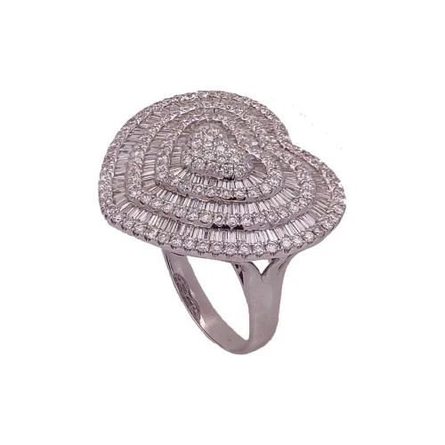 Anel Ouro Branco E Diamantes