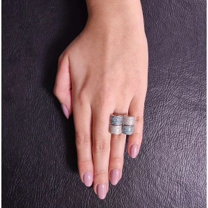 Anel Ouro Branco E Diamantes