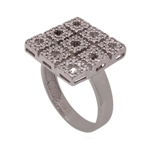 Anel Ouro Branco E Diamantes