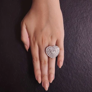 Anel Ouro Branco E Diamantes