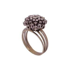 Anel Ouro Branco E Diamantes