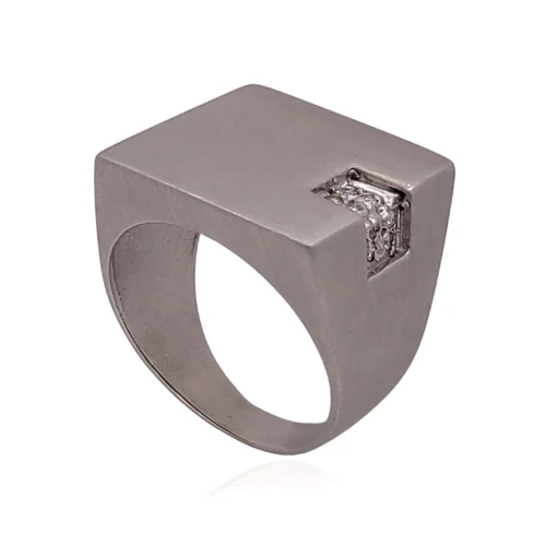 Anel Ouro Branco E Diamantes