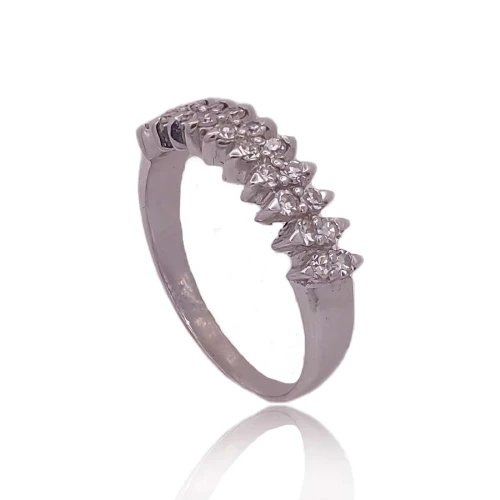 Anel Ouro Branco E Diamantes