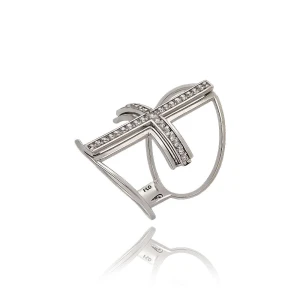 Anel Ouro Branco E Diamantes