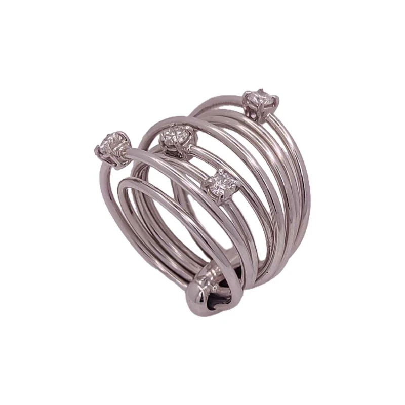 Anel Ouro Branco E Diamantes Anel Ouro Branco E Diamantes