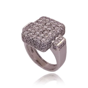 Anel Ouro Branco E Diamantes