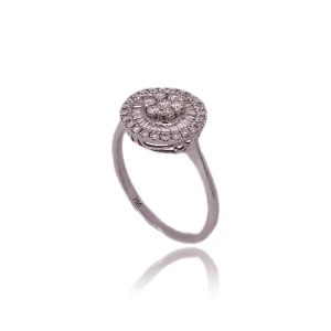 Anel Ouro Branco E Diamantes