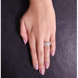 Anel Ouro Branco E Diamantes