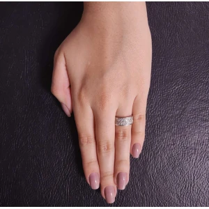 Anel Ouro Branco E Diamantes