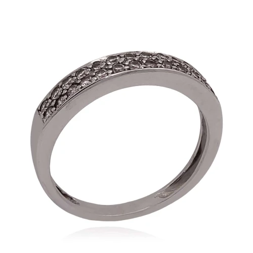 Anel Ouro Branco E Diamantes