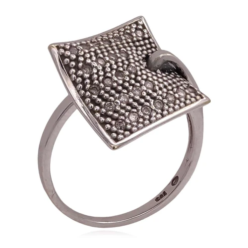 Anel Ouro Branco E Diamantes