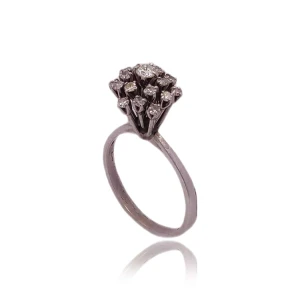 Anel Ouro Branco E Diamantes