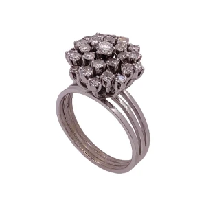 Anel Ouro Branco E Diamantes