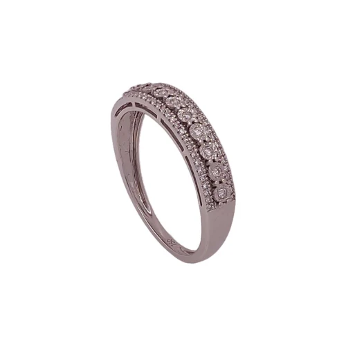 Anel Ouro Branco E Diamantes
