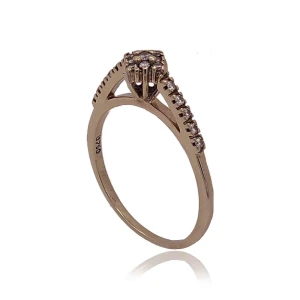 Anel Ouro Branco E Diamantes