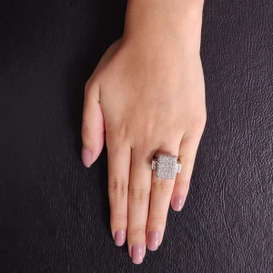 Anel Ouro Branco E Diamantes