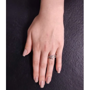 Anel Ouro Branco E Diamantes