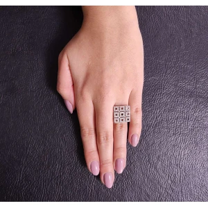 Anel Ouro Branco E Diamantes