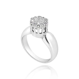 Anel Ouro Branco E Diamantes