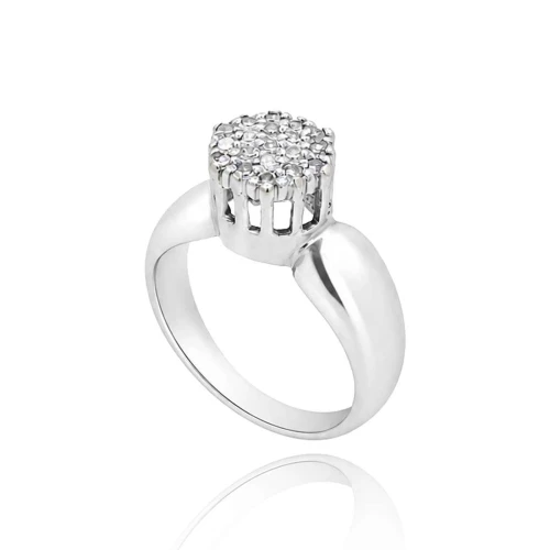Anel Ouro Branco E Diamantes