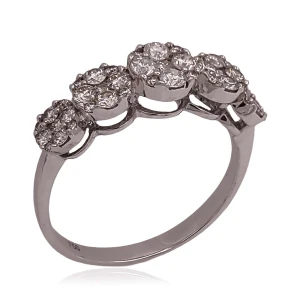 Anel Ouro Branco E Diamantes
