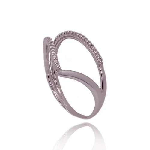 Anel Ouro Branco E Diamantes 