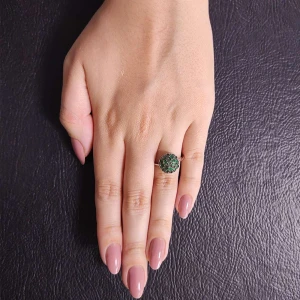 Anel Ouro Branco E Esmeraldas