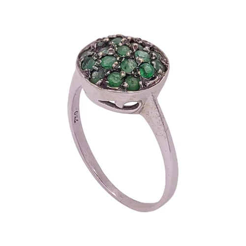 Anel Ouro Branco E Esmeraldas