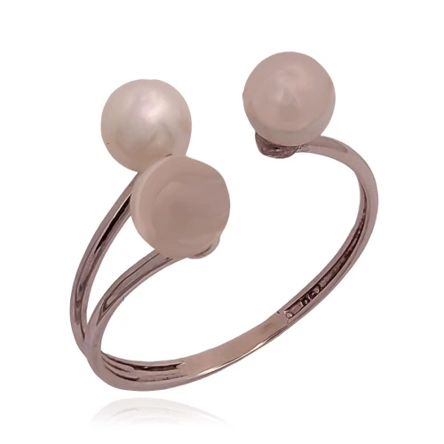 Anel Ouro Branco E Pérolas