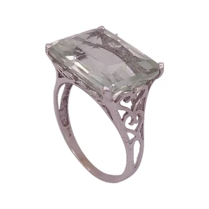 Anel Ouro Branco E Praziolita Anel Ouro Branco E Praziolita