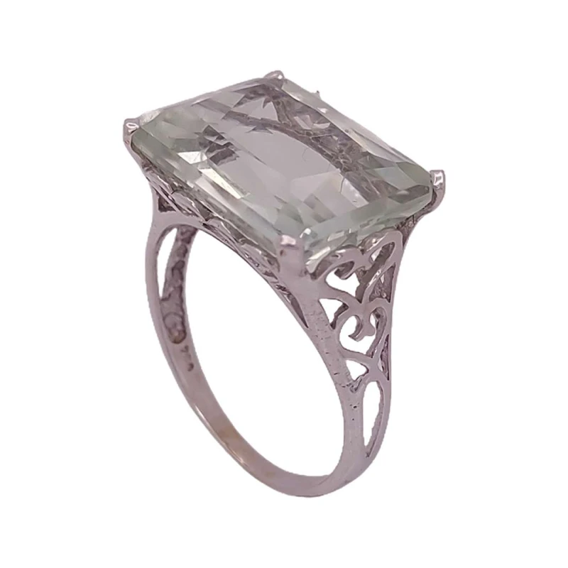 Anel Ouro Branco E Praziolita Anel Ouro Branco E Praziolita