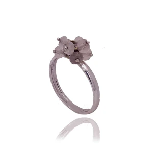 Anel Ouro Branco E Quartzos