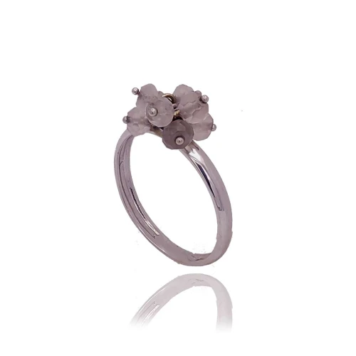 Anel Ouro Branco E Quartzos