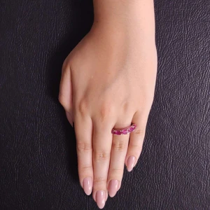 Anel Ouro Branco E Rubis