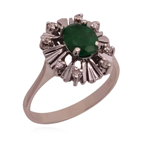 Anel Ouro Branco, Esmeralda E Diamantes
